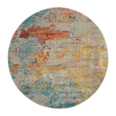 Nourison Celestial Modern Abstract Area Rug, Sealife, 4' Round