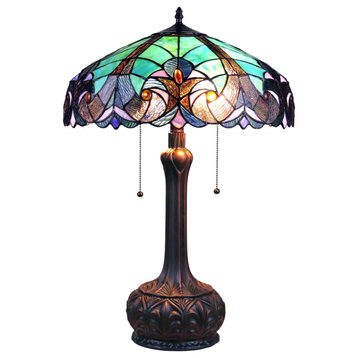 Chloe Lighting Liason Tiffany-Style 2-Light Victorian Table Lamp 18" Shade