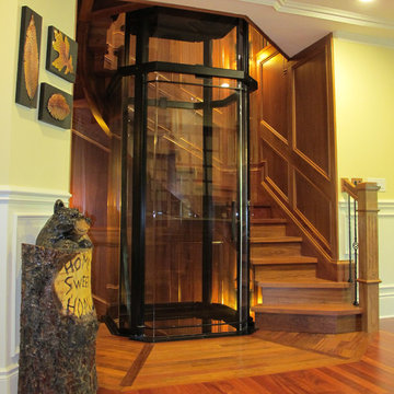 Glass Elevator in Staircase