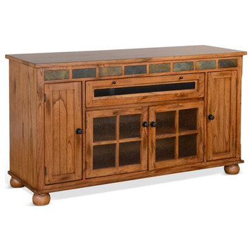 Sunny Designs Sedona Counter Height TV Console for TVs up to 70" in Rustic Oak