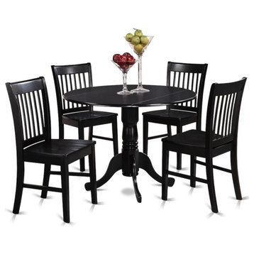 5-Piece Small Kitchen Table and Chairs Set, Round Table, 4 Dinette Chairs, Black