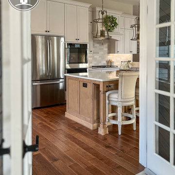 Bright & Timeless Kitchen Reorientation with Fireplace Refresh