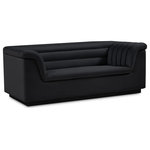 Meridian Furniture - Cascade Upholstered Set, Black, Velvet, Loveseat - Add instant modern pizzazz to your living room or den with this Cascade velvet fabric loveseat. Upholstered from top to bottom in soft black velvet upholstery, this chic loveseat adds contemporary flair to any space you choose to use it in. Curved arms and a sleek profile make this love seat beautiful to behold while deep channel tufting adds to its long-term durability and adds a textural feel. Thickly padded arms, back and seat make this chair perfect for curling up in while watching TV or reading the latest bestseller.