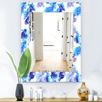 Designart Tropical Mood Blue 5 Bohemian And Eclectic Frameless Vanity Mirror, 24