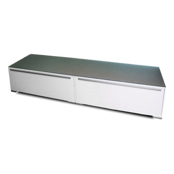 WHITE LACQUER LOW MEDIA STORAGE CABINET