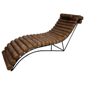 ROSABEL Leather Chaise Lounge, beige