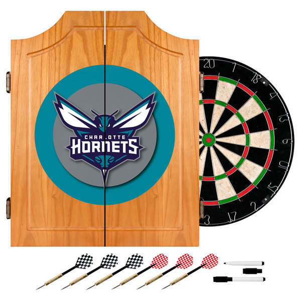 NBA Wood Dart Cabinet Set, Charlotte Hornets