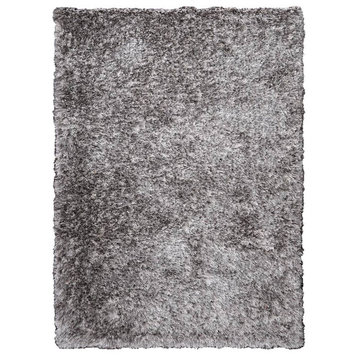 Rugsotic Carpets Hand Tufted Shag Polyester Area Rug Solid Grey White, [Rectangle] 9'x12'
