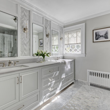 Blissful Master Bathroom in Grays & Whites
