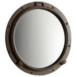 Cyan Design - Porto Mirror - Decorate an empty wall space with the Porto Mirror. Designed to resemble a porthole window in an old ship, this rustic bronze mirror has a salvaged look. Hang it in an industrial style hallway or living space for a cohesive feel.