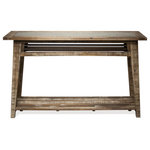 Riverside Furniture - Riverside Furniture Rowan Sofa Table - The Rough-hewn Gray finish of the Rowan collection adds so much visual interest to this group. With a nod to an industrial feel, this group also has metal inserts with nailhead trim.