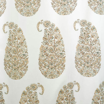 Paisley Park Tan Printed Cotton Twill Fabric Sample, 4"x4"