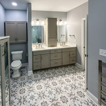 Gray Bathroom with Custom Artic White SteamSpa Shower
