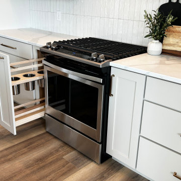 Accessible Beige Painted Kitchen with Birch Almond Accents