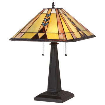 KENT Tiffany-style 2 Light Mission Table Lamp 16inches Shade