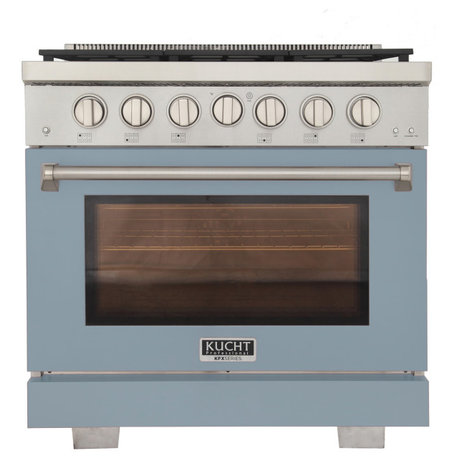 Professional 36" 5.2 cu.ft. Gas Range, Two 21K Power Burners, Light Blue, Liquid Propane