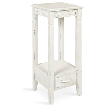 Idabelle Wood Square Accent Table, White 12x12x30