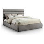 Meridian Furniture - Adam Upholstered Bed, Grey, King, Chenille Fabric - Revealing the silky, soft Adam grey chenille king bed, showcasing deep channel tufting and a contemporary design to add a touch of modern elegance to your bedroom. Its fully slatted construction eliminates the need for a box spring, while the option to add additional panels allows you to customize the headboard height. Crafted for both style and durability, it becomes the centerpiece of your bedroom, creating a sophisticated and inviting atmosphere.