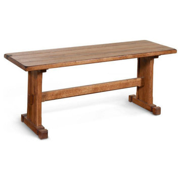 48" Rustic Oak Wood Kitchen and Dining Room Side Bench (Bench Only)