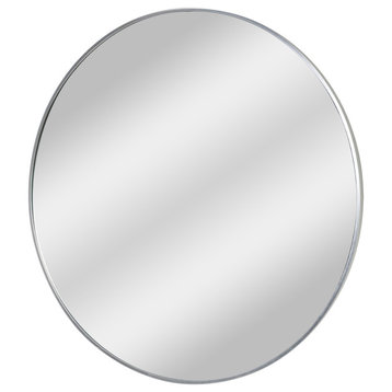 Silver Round Thin Metal Framed Decorative Hanging Mirror - 30 x 30