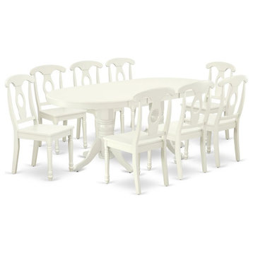 East West Furniture Vancouver 9-piece Wood Table and Dining Chair Set in White