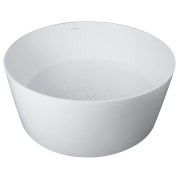 Freestanding solid surface glossy bathtub, overflow, pop-up drain, VA6915-G