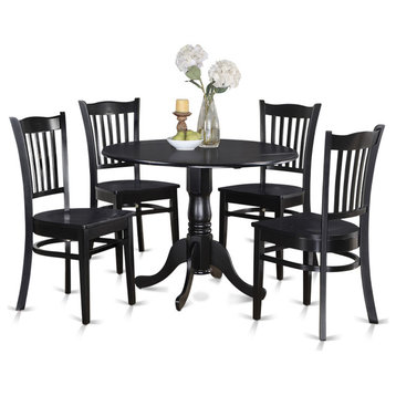 5 Pc Kitchen Table Set -Table And 4 Kitchen Chairs, Black