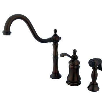 Widespread Kitchen Faucet, Single Side Handle & Side Sprayer, Oil Rubbed Bronze