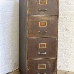 Tannery Reclaimed Vintage Urban Industrial 1940s Steel 4 Drawer Filing Cabinet - Filing Cabinets