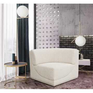 Ollie Black Boucle Fabric Chair, Cream, Corner Chair