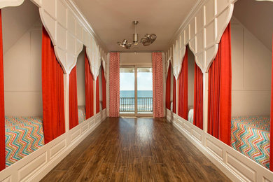 Example of a beach style bedroom design in Other