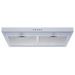 Winslyn Industries - Winflo Under-Cabinet Range Hood, 301 CFM, 30", Stainless Steel, White or Black, White - This white 30 in. under cabinet range hood features a contemporary European slim design constructed of premium powder coating steel. The range hood features a patented design ventilation system to provide powerful suction with 301 CFM air flow and effortlessly remove smoke, odors and grease. Winflo patented Quick-install hardware is included to make installation by one person a breeze. 2 bright energy saver LED lights illuminate your cooking area and a push button panel controls 3 fan speeds and light. Easy to remove dishwasher-safe aluminum mesh grease filters keep maintenance to a minimum. This range hood provides the maximum performance at minimum cost. The unit is convertible with a simple switch and can be vented out of your dwelling through back or top, or converted to recirculating (ductless) with charcoal filters (part # WRHF004S2, sold separately).