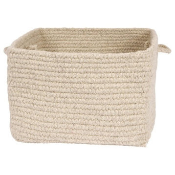 Chunky Natural Wool Square Basket, Light Gray, 18"x12"