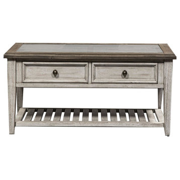 Heartland Off White Wood Rectangular Ceiling Tile Cocktail Table