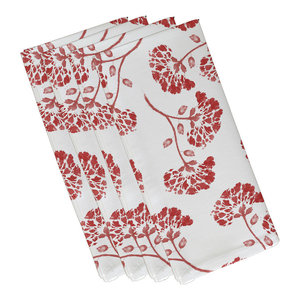 Coral Floral Print Napkin 19 x 19 E by design Spring Floral 1
