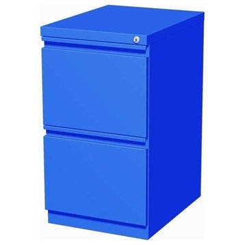 Pemberly Row 20" 2-Drawer Modern Metal Mobile Pedestal File Cabinet in Blue