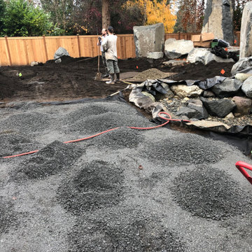 Bocce Ball Court, Pond, Granite Rocks and Dimensonal Flagstone