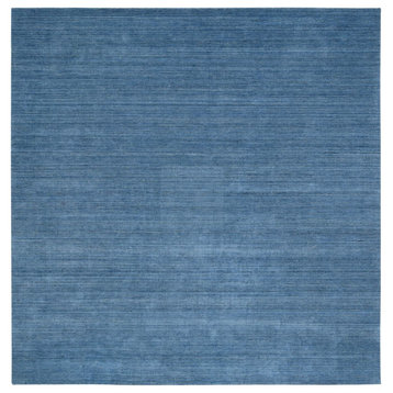 Denim Blue Modern Design Pure Wool Hand Loomed Square Oriental Rug, 12'0"x12'0"