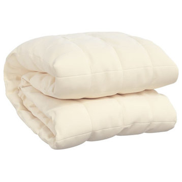 vidaXL Weighted Blanket for Sleeping Light Cream 55.1"x78.7" 22 lb Fabric