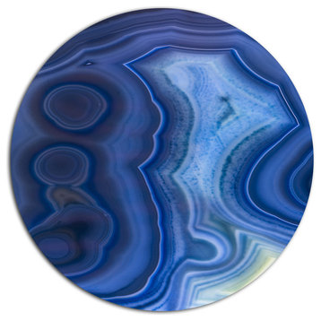 Blue Agate Stone Design, Abstract Disc Metal Wall Art, 11"
