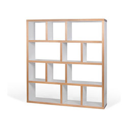 Berlin 4 Level 59" White & Plywood Bookcase Shelving Unit - Bookcases