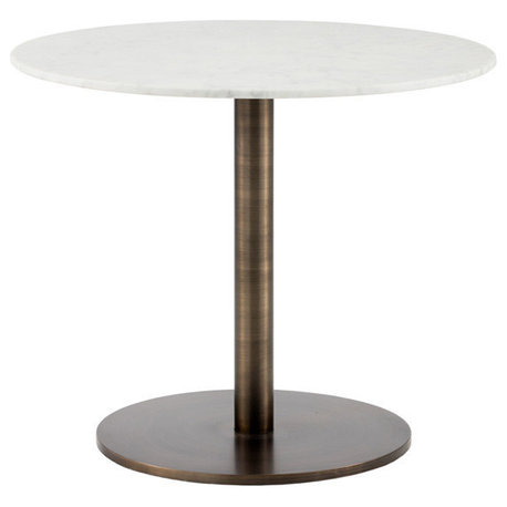 Enco Bistro Table, Antique Gold, Marble, 35"