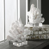 Luxe White Faux Coral Sculpture Bookends 2-Piece Set, Crystal