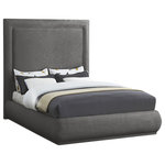 Meridian Furniture - Brooke Linen Textured Fabric Upholstered Bed, Gray, Queen - Sleep like royalty when you're snoozing in this Brooke linen textured fabric bed. The big attraction here is super high headboard that towers over your sleeping space, adding elegance and refinement with every inch. A padded surface on the headboard gives you a comfortable spot for reading or watching TV before bed. Both the base and the headboard feature rich grey linen textured fabric upholstery for a lavish look that wows from every angle.