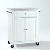Stainless Steel Top Portable Kitchen Cart/Island, White Finish