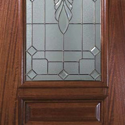 Slab Entry Single Door 96 Mahogany Versailles 3 Panel Arch Lite Glass - Front Doors