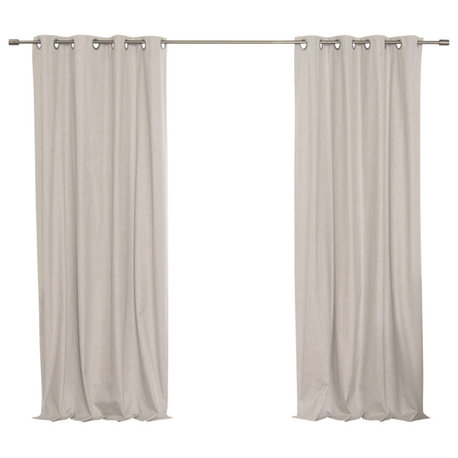 Linen Textured Grommet Thermal Total Blackout Curtains, Natural, 52"x84"