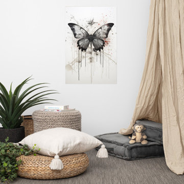 Butterfly Art: Chromatic Flutter Ink Painting Digital Artwork Loose Art Print