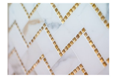Chevron Mosaics - Polished Stone and Glass Mix