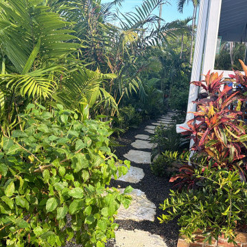 Tropical Garden Landscape with Natural Stone Pathway